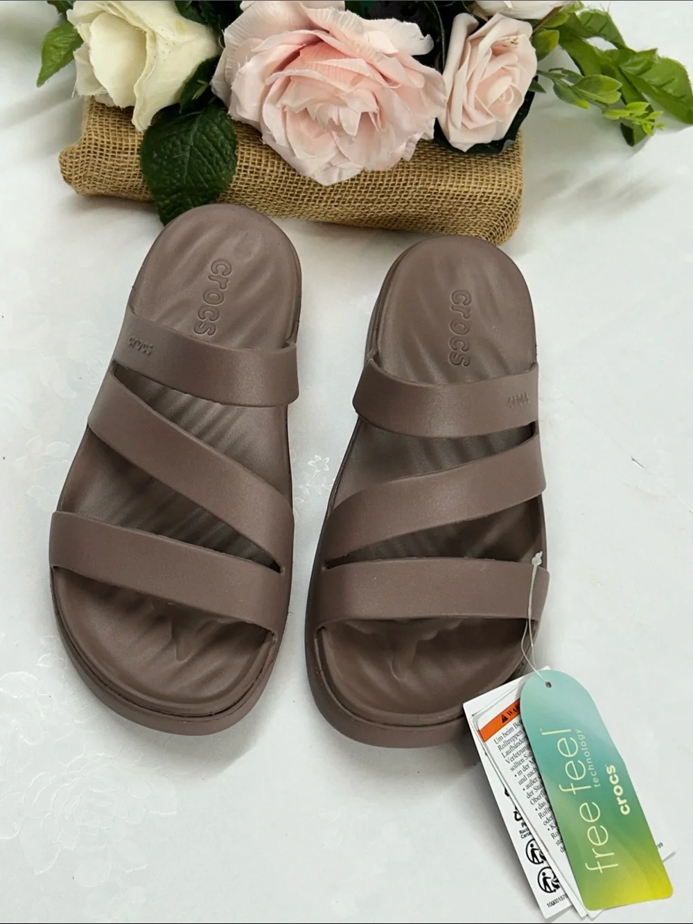 Comfort Strappy Slide Sandals in Taupe - Women's